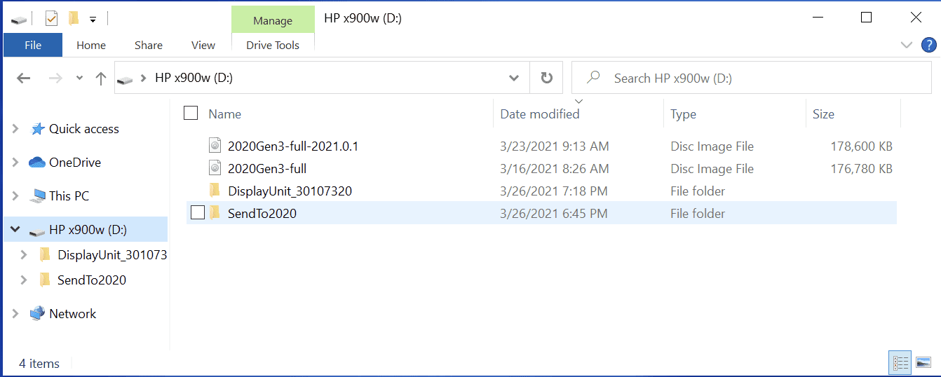 Make sure to place your downloaded update at the top level of your USB drive, not nested inside any folders.